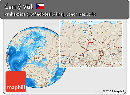 Shaded Relief Location Map of Černý Vŭl