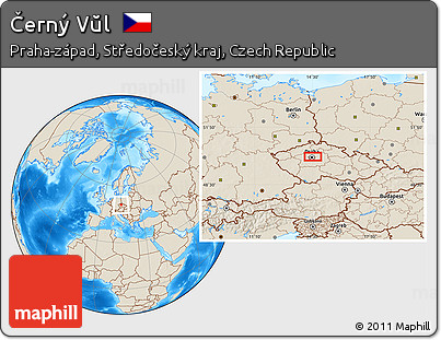 Shaded Relief Location Map of Černý Vŭl