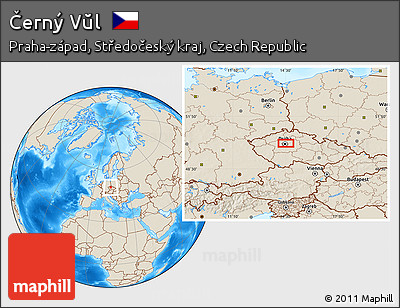 Shaded Relief Location Map of Černý Vŭl