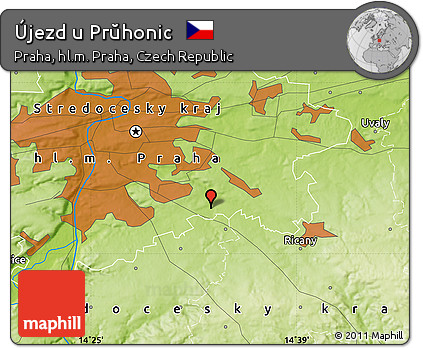 Physical Map of Újezd U Prŭhonic