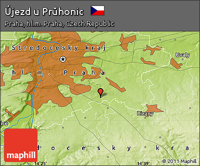 Physical Map of Újezd U Prŭhonic
