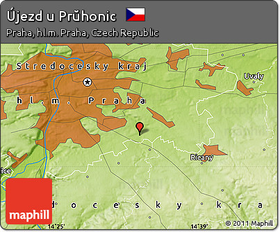 Physical Map of Újezd U Prŭhonic