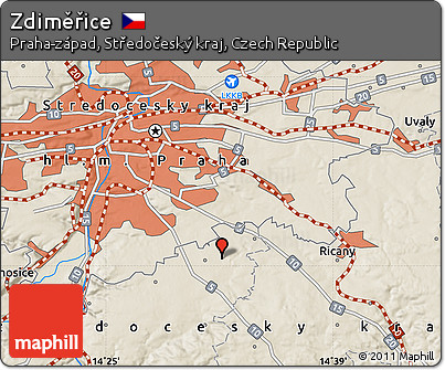 Shaded Relief Map of Zdiměřice