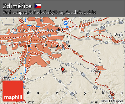 Shaded Relief Map of Zdiměřice