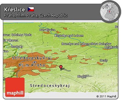 Physical Panoramic Map of Křeslice