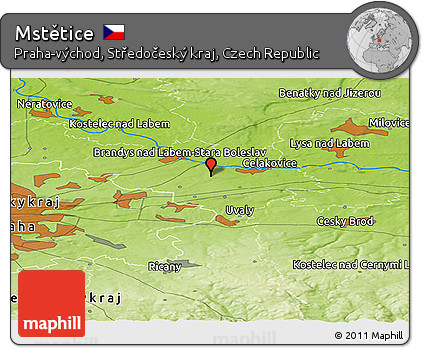 Physical Panoramic Map of Mstětice