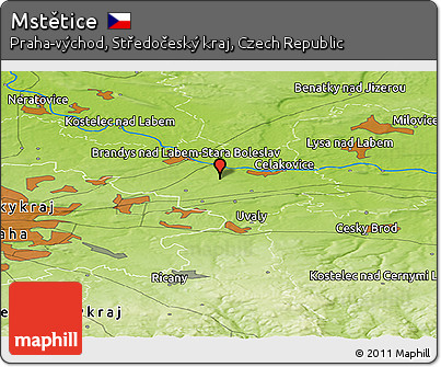 Physical Panoramic Map of Mstětice