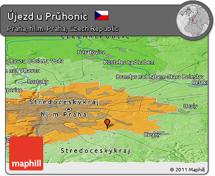 Political Panoramic Map of Újezd U Prŭhonic