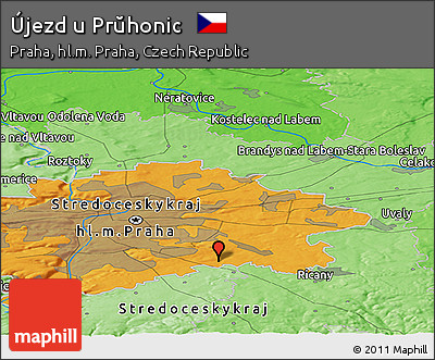Political Panoramic Map of Újezd U Prŭhonic