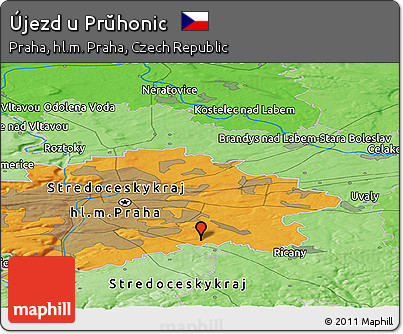 Political Panoramic Map of Újezd U Prŭhonic