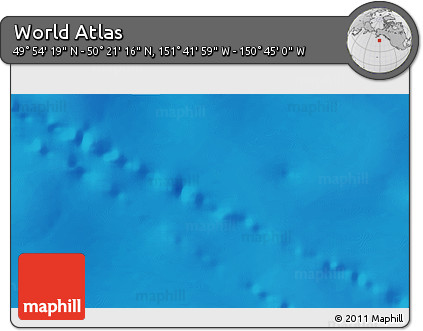 Physical 3D Map of the Area around 50° 7' 47" N, 151° 13' 29" W