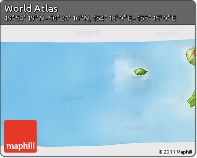 Physical 3D Map of the Area around 50° 7' 47" N, 154° 46' 30" E