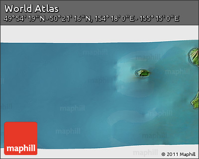 Satellite 3D Map of the Area around 50° 7' 47" N, 154° 46' 30" E