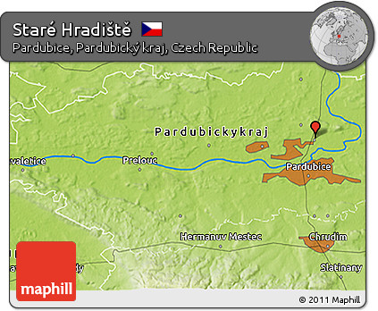 Physical 3D Map of Staré Hradiště