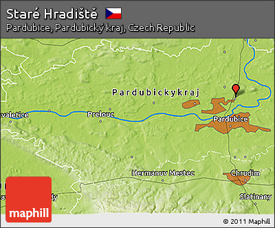 Physical 3D Map of Staré Hradiště