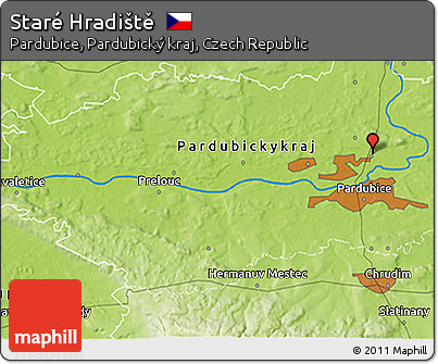 Physical 3D Map of Staré Hradiště
