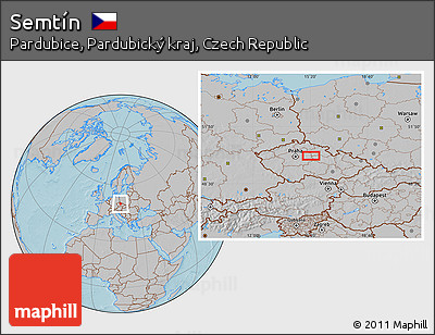 Gray Location Map of Semtín, hill shading