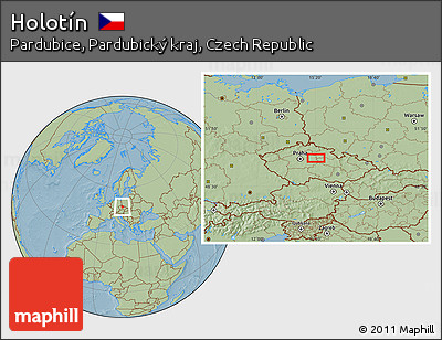 Savanna Style Location Map of Holotín, hill shading