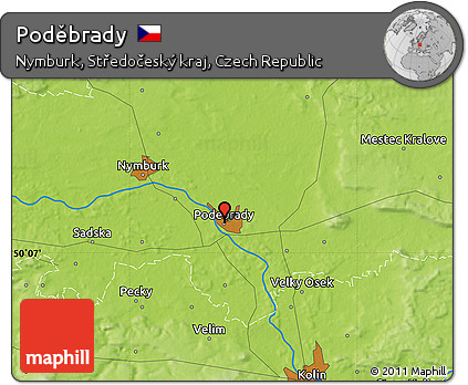 Physical Map of Poděbrady