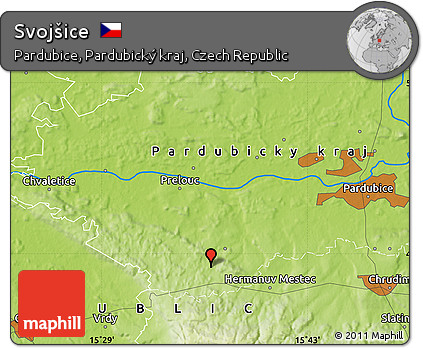 Physical Map of Svojšice