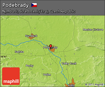 Physical Map of Poděbrady