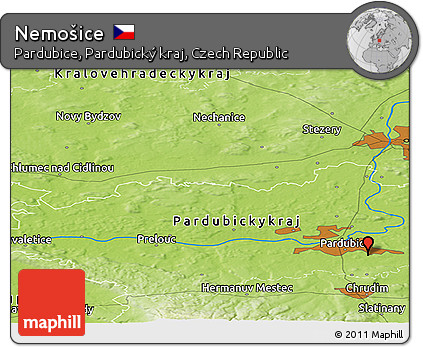 Physical Panoramic Map of Nemošice