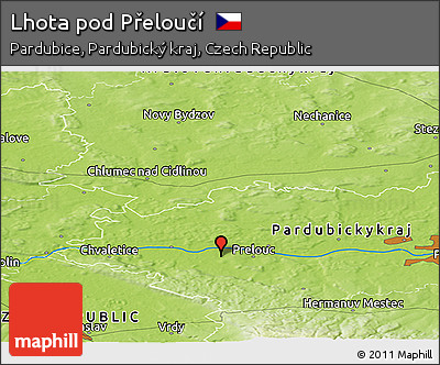 Physical Panoramic Map of Lhota Pod Přeloučí