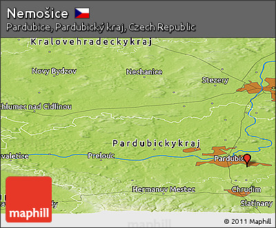 Physical Panoramic Map of Nemošice