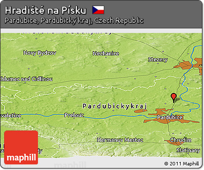 Physical Panoramic Map of Hradiště Na Písku