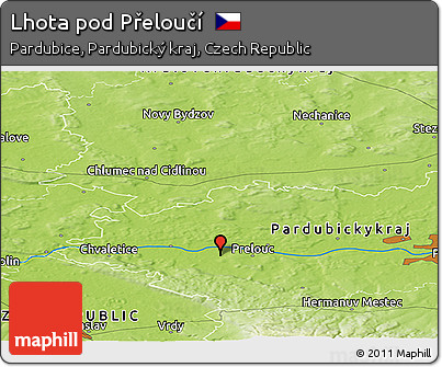 Physical Panoramic Map of Lhota Pod Přeloučí