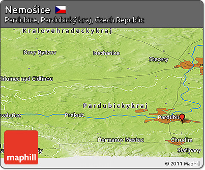 Physical Panoramic Map of Nemošice