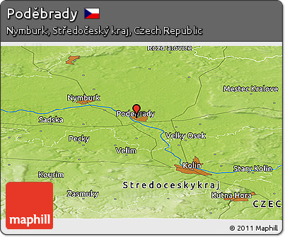 Physical Panoramic Map of Poděbrady