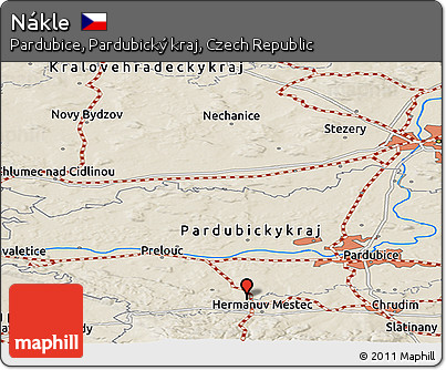 Shaded Relief Panoramic Map of Nákle