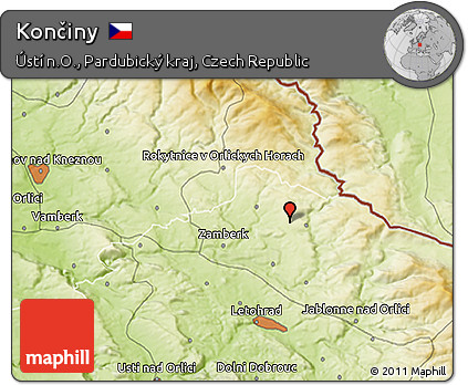 Physical 3D Map of Končiny