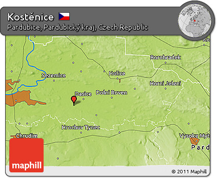 Physical 3D Map of Kostěnice