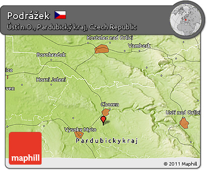 Physical 3D Map of Podrážek