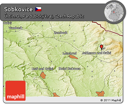 Physical 3D Map of Sobkovice