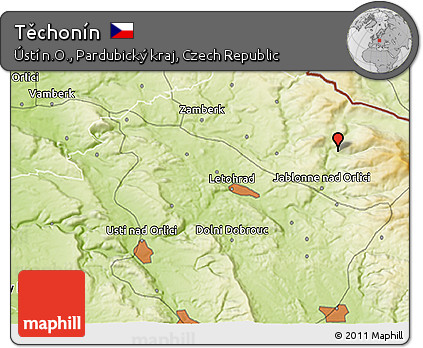 Physical 3D Map of Těchonín