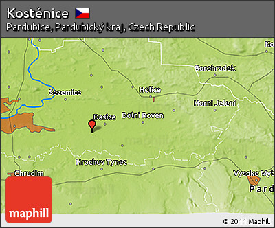 Physical 3D Map of Kostěnice