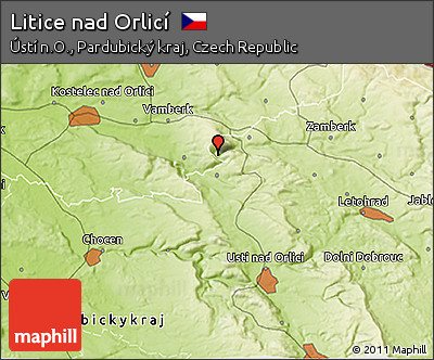 Physical 3D Map of Litice Nad Orlicí