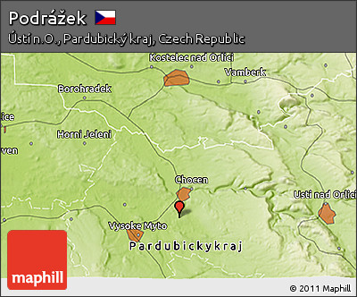 Physical 3D Map of Podrážek