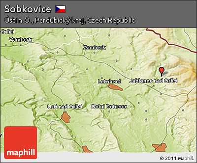 Physical 3D Map of Sobkovice