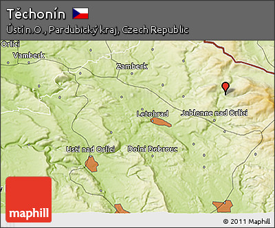 Physical 3D Map of Těchonín