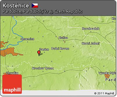 Physical 3D Map of Kostěnice