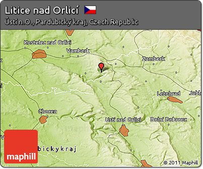 Physical 3D Map of Litice Nad Orlicí