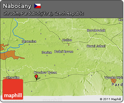 Physical 3D Map of Nabočany