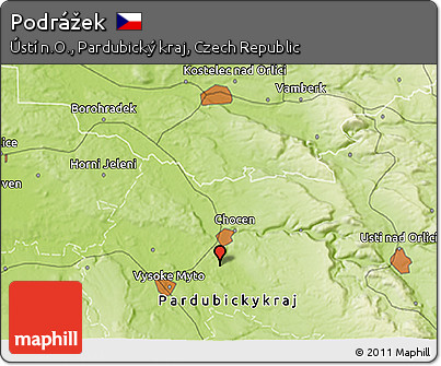 Physical 3D Map of Podrážek