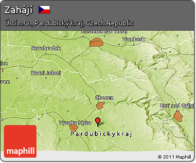 Physical 3D Map of Zahájí