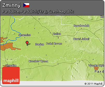 Physical 3D Map of Zminný
