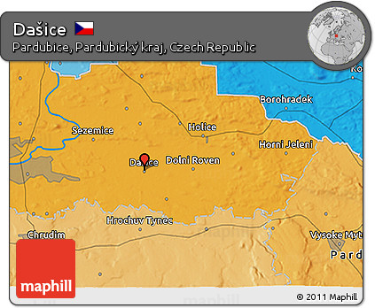 Political 3D Map of Dašice